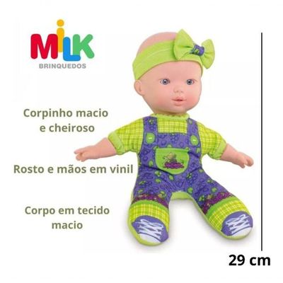 Boneca Fofinha Macia Soft Flavors Uva 29cm Milk 0645