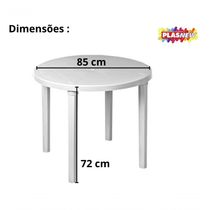 Mesa Redonda Plástica Piscina Praia Desmontável Branca Plasnew