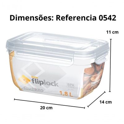 Pote Fliplock Em Plástico Transparente 1800 Ml Rischioto