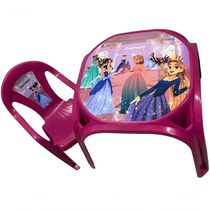 Mesa Infantil Rosa + 01 Cadeira Infantil Rischioto Kit