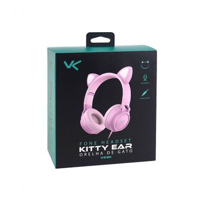 Fone De Ouvido Headset Kitty Ear - Orelha De Gato Branco Com Microfone Cabo 1.2m Plug P2 Estereo P3