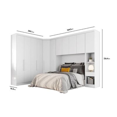 Quarto Modulado Rizon 5 Peças Qc202 Neve - Novo Horizonte