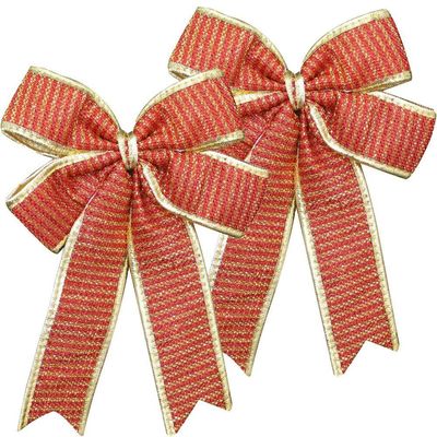 Kit 10 Enfeite árvore De Natal Laço Vermelho E Dourado 30cm
