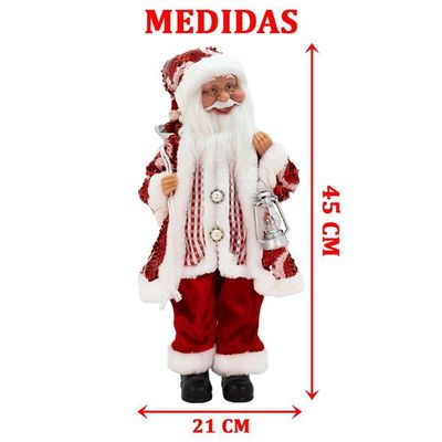 Decoração Boneco Papai Noel Colecionável Musica Festivo 45cm