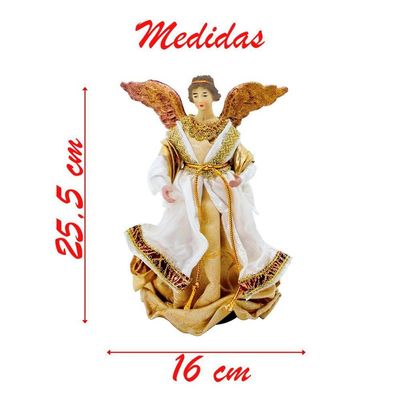 Estátua Natal Estatueta Decorativa Em Resina Anjo Plus 25,5cm