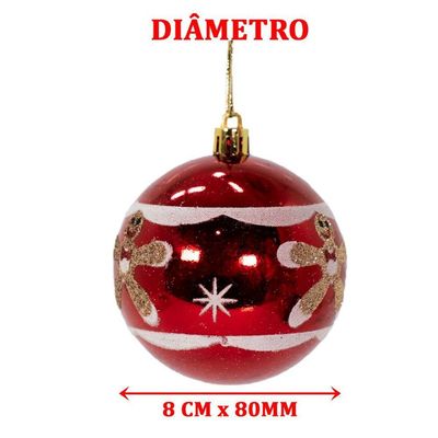 Kit 32 Bolas Enfeite Natalino árvore Natal Branco Vermelho