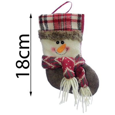 Trio Decoração Natal Bota Meia Rena Papai Noel Boneco Neve Natalino 18cm