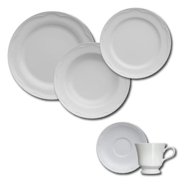 Aparelho de Jantar, Chá e Sobremesa 20 Peças Germer Cottage em Porcelana - Branco