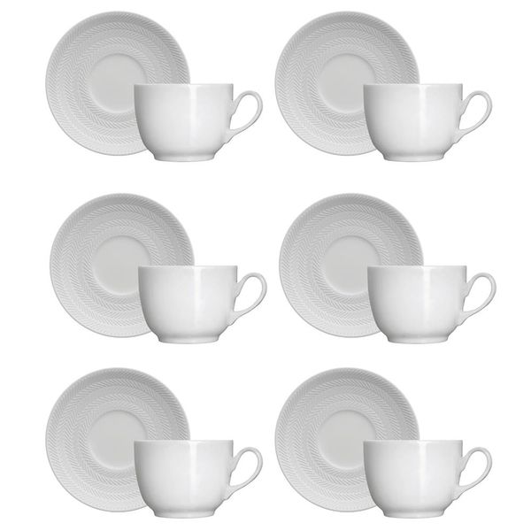 Conjunto de Xícaras para Chá Germer Chevron em Porcelana 240 ml 6 Peças
