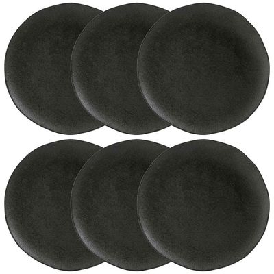 Conjunto com 6 Pratos Rasos Porto Brasil Orgânico Carbon em Stoneware 26,5cm  Preto