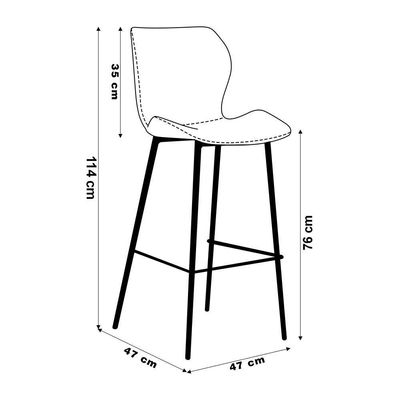 Kit 3 Banquetas Alta Com Encosto Para Bancada Cozinha Penha R02 Sintético Cinza Grafite - Mpozenato