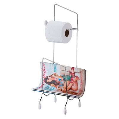 Suporte de Chão para Papel Higiênico e Revisteiro Utimil em Aço Cromado  56 cm