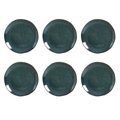 Conjunto de Pratos Rasos Porto Brasil Orgânico Oceano com 6 Peças - Azul