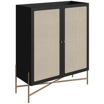 Armário Bar Para Sala 2 Portas 93cm Industrial Indy A03 Nero Dourado