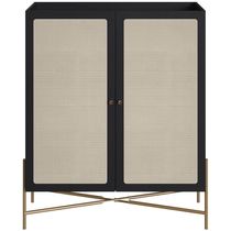 Armário Bar Para Sala 2 Portas 93cm Industrial Indy A03 Nero Dourado