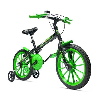 Bicicleta Aro 16 Infantil Com Rodinhas E Buzina 3 A 7 Anos Meninos Meninas Verde