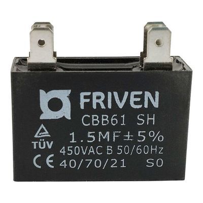 Capacitor Caixa Preto 1.5 Uf 450v Quadrado
