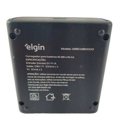 Carregador Inteligente De Pilhas Aa/aaa E Bateria 9v Elgin