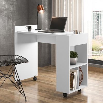 Escrivaninha Para Computador Office Com Nicho Alessa M2 - Mdf Branco - Lukaliam Móveis