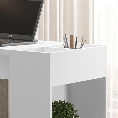 Escrivaninha Para Computador Office Com Nicho Alessa M2 - Mdf Branco - Lukaliam Móveis