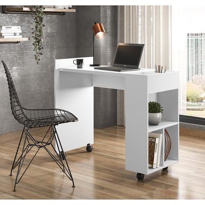 Escrivaninha Para Computador Office Com Nicho Alessa M2 - Mdf Branco - Lukaliam Móveis