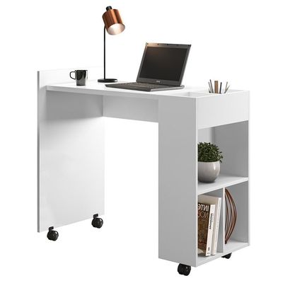 Escrivaninha Para Computador Office Com Nicho Alessa M2 - Mdf Branco - Lukaliam Móveis