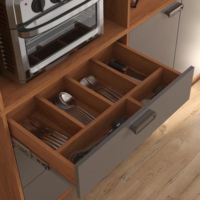 Cozinha Compacta Pulse - 2,60m 12 Portas E 3 Gavetas - Lukaliam Móveis Cinza