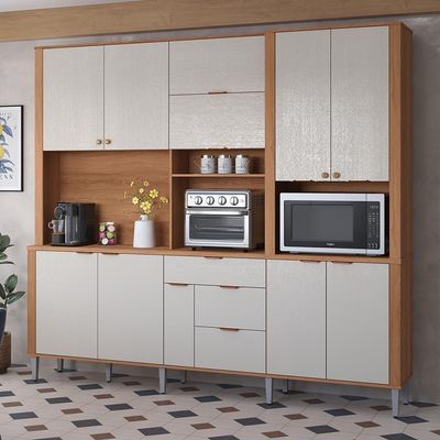 Cozinha Compacta Astra - 2,40m 10 Portas E 4 Gavetas - Lukaliam Móveis Bege