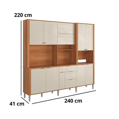 Cozinha Compacta Astra - 2,40m 10 Portas E 4 Gavetas - Lukaliam Móveis Bege