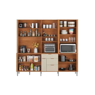 Cozinha Compacta Astra - 2,40m 10 Portas E 4 Gavetas - Lukaliam Móveis Bege