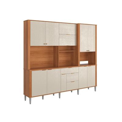 Cozinha Compacta Astra - 2,40m 10 Portas E 4 Gavetas - Lukaliam Móveis Bege