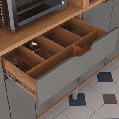 Cozinha Compacta Astra - 2,40m 10 Portas E 4 Gavetas - Lukaliam Móveis Cinza