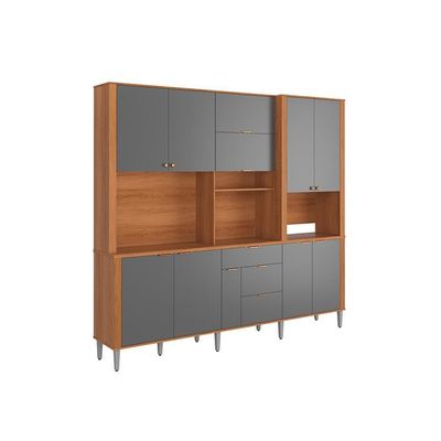 Cozinha Compacta Astra - 2,40m 10 Portas E 4 Gavetas - Lukaliam Móveis Cinza