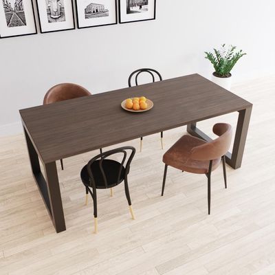 Mesa De Jantar Bronx 200x90x77cm Brmj9200 Terracota - Est.preta Terracota/est.preta