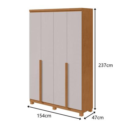 Guarda-roupas 4 Portas 2 Gavetas 100% Mdf Alonzo Sem Espelho E Com Pés - Lopas Amendoa Clean/branco