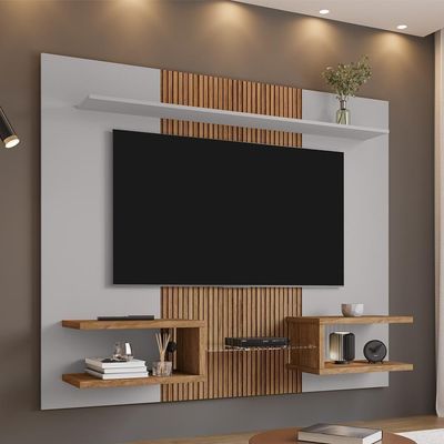Painel Suspenso TV 55 Polegadas 163 Cm Atlas Bechara Off White Cinamomo