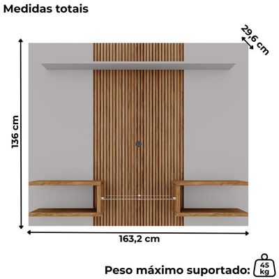 Painel Suspenso TV 55 Polegadas 163 Cm Atlas Bechara Off White Cinamomo