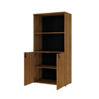 Armário Alto Estante Com 02 Portas 161,5x80x42cm Wlae80 Lâmina Mel - Preto