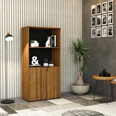 Armário Alto Estante Com 02 Portas 161,5x80x42cm Wlae80 Lâmina Mel - Preto