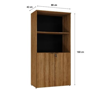 Armário Alto Estante Com 02 Portas 161,5x80x42cm Wlae80 Lâmina Mel - Preto