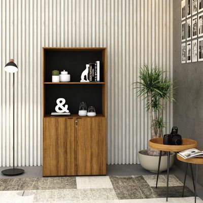 Armário Alto Estante Com 02 Portas 161,5x80x42cm Wlae80 Lâmina Mel - Preto