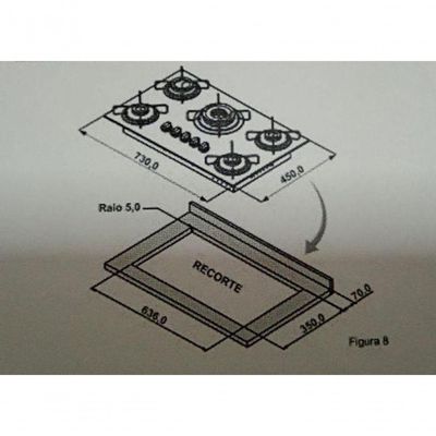 Balcão Cooktop Turim 2 Portas - Movelove Preto