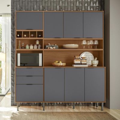 Cozinha Compacta Viena 8 Portas E 2 Gavetas Lukaliam Móveis Jequitiba-cinza Fosco