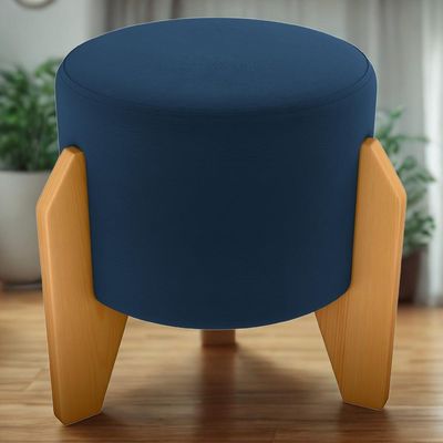 Puff Decorativo Para Sala Luxo 44x44 Cm Veludo Milani Store Azul