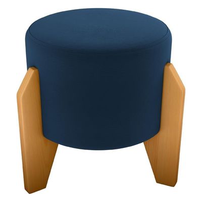 Puff Decorativo Para Sala Luxo 44x44 Cm Veludo Milani Store Azul
