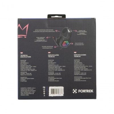 Headset Gamer Fortrek Black Hawk P2 + Usb Rgb Preto
