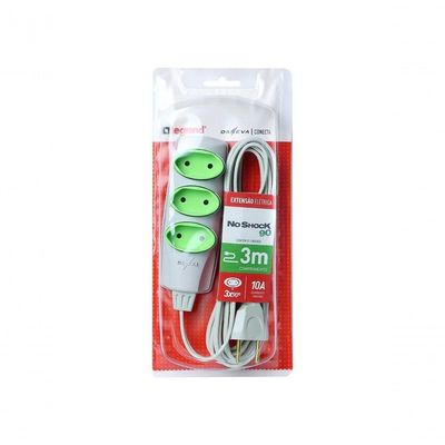 Extensao Noshock 90 Pl 2x0,75 2p 10a Cinza 3 Metros Dn1469
