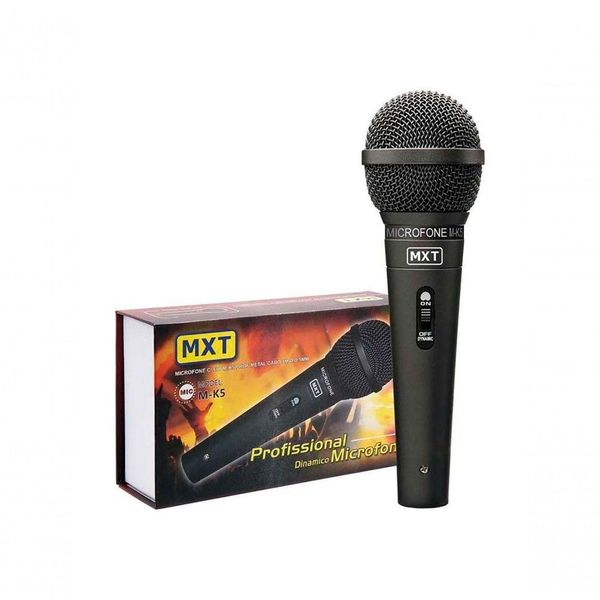 Microfone Mxt M-k5 Preto Metal Com Fio 3 Metros 541022