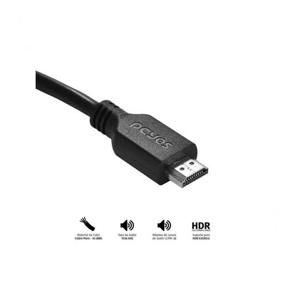 Cabo Hdmi 2.0 4k 30awg Puro Cobre 1 Metro - Phm20-1