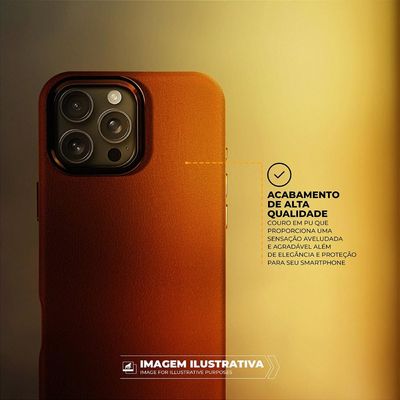 Capa case capinha para iPhone 16 - Couro Dual Magsafe - Marrom - Gshield